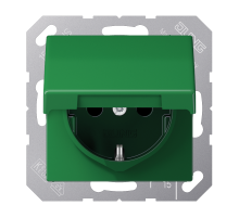 Штепсельная розетка SCHUKO 16A 250V~ с крышкой; зеленая  AS1520BFKLGN  Jung