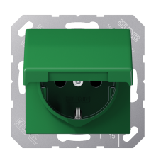 Штепсельная розетка SCHUKO 16A 250V~ с крышкой; зеленая  AS1520BFKLGN  Jung