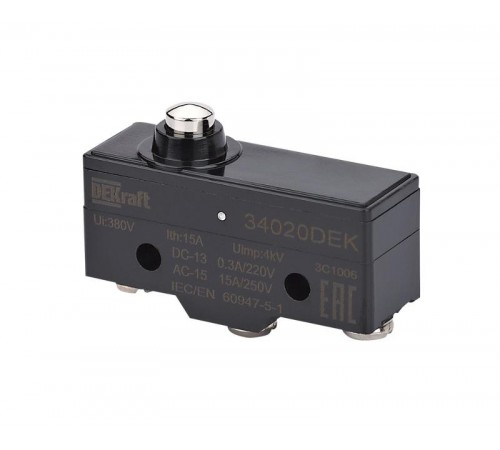 Миниатюрный конц. вык. 1НО1НЗ плунжерного типа  34020DEK  DEKraft