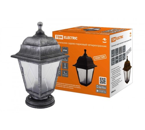 Светильник садово-парковый НТУ 04-60-001 четырехгранник, напольный, пластик, расс.пластик, серебро  SQ0330-0798  TDM