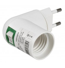 Переходник вилка 220В-патрон Е27 пластик белый IEK  EPP16-02-01-K01  IEK