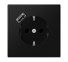Розетка SCHUKO® с USB-зарядным устройством, тип A; термопласт; черный матовый  LS1520-18ASWM  Jung