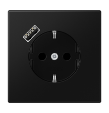 Розетка SCHUKO® с USB-зарядным устройством, тип A; термопласт; черный матовый  LS1520-18ASWM  Jung