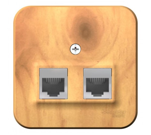 Blanca Ясень О/У с изолирующей пластиной Ясень Розетка 2-ая ТЛФ/КОМП, RJ45+RJ11, кат.5E  BLNIA045115  SE