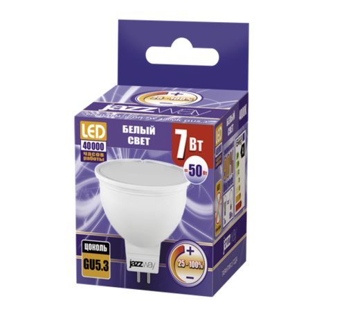 Лампа светодиодная LED 7Вт GU5.3 220В 4000К PLED- DIM JCDR отражатель (рефлектор)  1035431  Jazzway