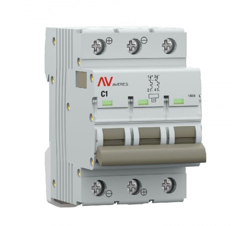 Выключатель автоматический AV-10 DC 3P 1A (C) 10kA  AVERES mcb10-DC-3-01C-av EKF