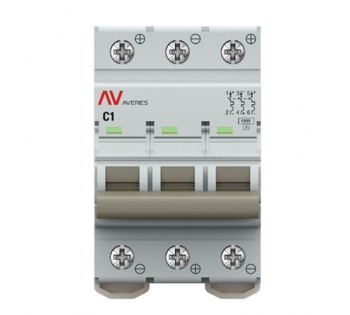 Выключатель автоматический AV-10 DC 3P 1A (C) 10kA  AVERES mcb10-DC-3-01C-av EKF