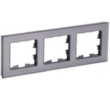 BRITE Рамка 3-ая РУ-3-2-БрСе стекло серый  BR-M32-G-K03  IEK