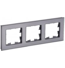 BRITE Рамка 3-ая РУ-3-2-БрСе стекло серый  BR-M32-G-K03  IEK