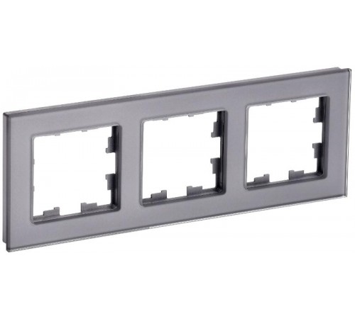 BRITE Рамка 3-ая РУ-3-2-БрСе стекло серый  BR-M32-G-K03  IEK