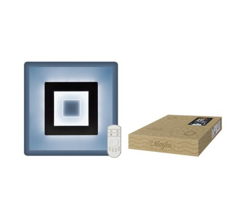 Светильник LED потолочный "Nimfea" DLC-N501 38W GLASS/CLEAR 38 Вт димм, пульт ДУ, 3000К/4000К/6500К стекл, прозр 500х500мм.  UL-00003927  Fametto