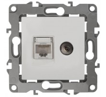 Розетка информационная+TV 12-3110-01 RJ45+TV,  белый  Б0027441  ЭРА
