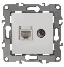 Розетка информационная+TV 12-3110-01 RJ45+TV,  белый  Б0027441  ЭРА