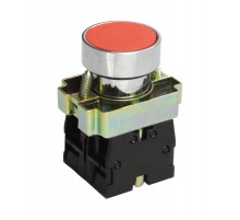 LAY5-ВА45, красный, 1НО+1НЗ, цилиндр, хром, без подсветки, d22мм, выключатель кнопочный  (ЭТ)  ET012082  Электротехник