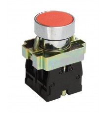 LAY5-ВА45, красный, 1НО+1НЗ, цилиндр, хром, без подсветки, d22мм, выключатель кнопочный  (ЭТ)  ET012082  Электротехник