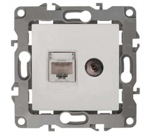 Розетка информационная+TV 12-3110-01 RJ45+TV,  белый  Б0027441  ЭРА