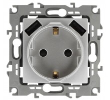 12-4109-03 Розетка с заземлением 16A-250В, штор. с 2xUSB 5В-3А, 12, алюминий   Б0047842  ЭРА