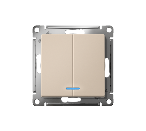 AtlasDesign Песочный Выключатель 2-клавишный с подсветкой,сх.5а, 10АХ,механизм, быстрозажимные клеммы  ATN001253S  SE