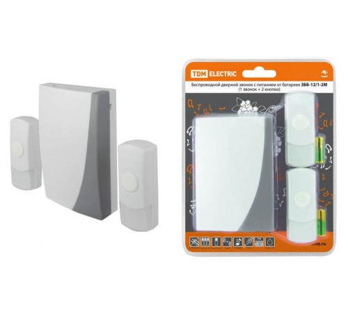 Звонок ЗББ-12/1-2М (беспр., бат., 2 кнопки)   SQ1901-0006  TDM