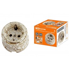 Розетка фарфоровая 2П+З 16А 250В мраморная  "Болонь"  SQ1820-0009  TDM