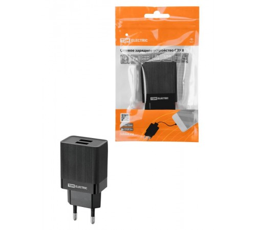 Сетевое зарядное устройство, СЗУ 8, Quick Charge 3.0, 3 А, 2 USB, черный,  SQ1810-0006  TDM
