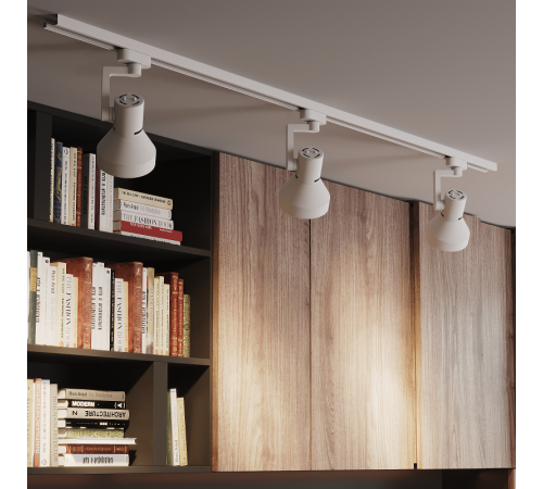 Светильник трековый однофазный под лампу E27 220V IP20 112*230мм белый конус  TR014  Gauss