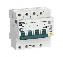 Выключатель автоматический дифференциального тока АВДТ 3P+N 6А 100мА AC х-ка D ДИФ-103 6кА  16516DEK  DEKraft