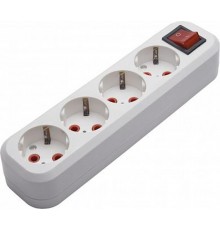 PST16-411-20 Колодка для удлинителя 4-местная с/з, с выключателем, 250В, 16A, белый  39015  STEKKER