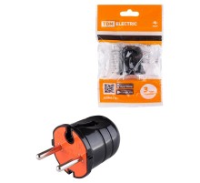 Вилка б/з черная с красной вставкой 10А 250В  SQ1806-0210  TDM