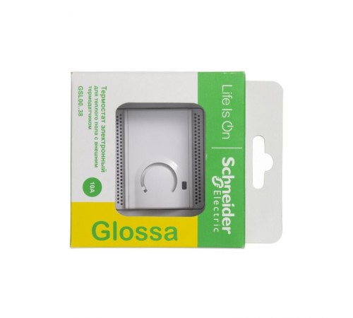 Glossa Белый Термостат электронный теплого пола с датчиком, 10A (в сборе с рамкой)  GSL000138  SE