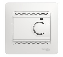 Glossa Белый Термостат электронный теплого пола с датчиком, 10A (в сборе с рамкой)  GSL000138  SE