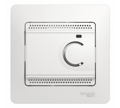 Glossa Белый Термостат электронный теплого пола с датчиком, 10A (в сборе с рамкой)  GSL000138  SE