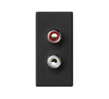 Simon Connect Плата с 2-мя разъёмами RCA audio, 1/2 К45, винтовой зажим, "тюльпаны", графит  K101B-14  Simon