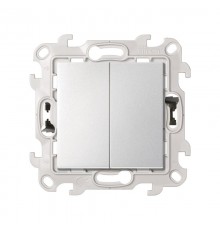 Двухклавишный выключатель 10AX 250В с системой Push and Go цвета алюминий S24 Harmonie  2420398-033  Simon