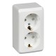Этюд Белый О/У Розетка 2-ая с заземлением со шторками  PA16-008B  SE