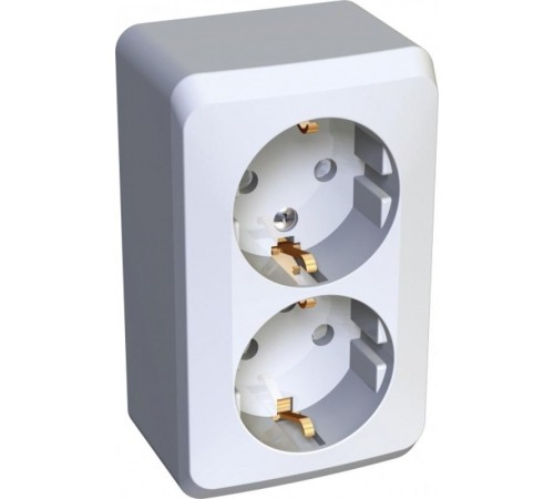 Этюд Белый О/У Розетка 2-ая с заземлением со шторками  PA16-008B  SE