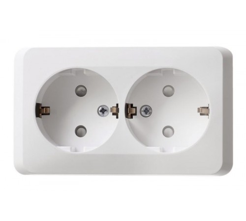 Этюд Белый О/У Розетка 2-ая с заземлением со шторками  PA16-008B  SE