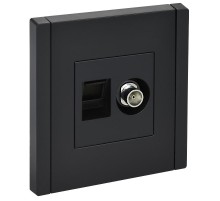 FORTE&PIANO Розетка двойная TV+RJ45 кат.6 FP137 черный  FP-AK20-2-K02  IEK