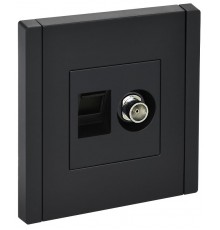 FORTE&PIANO Розетка двойная TV+RJ45 кат.5E FP136 черный  FP-AK20-1-K02  IEK