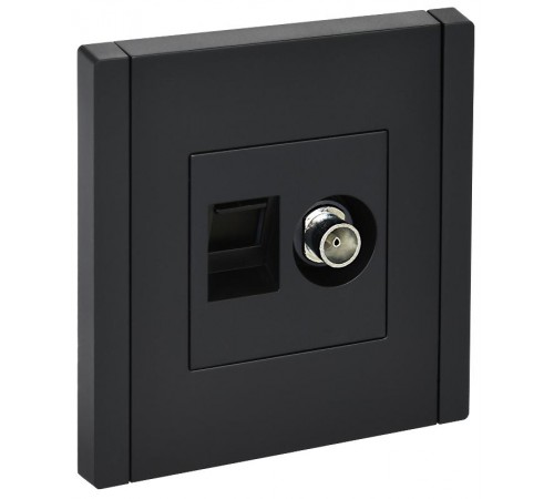 FORTE&PIANO Розетка двойная TV+RJ45 кат.6 FP137 черный  FP-AK20-2-K02  IEK