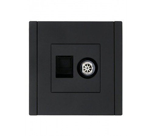 FORTE&PIANO Розетка двойная TV+RJ45 кат.6 FP137 черный  FP-AK20-2-K02  IEK