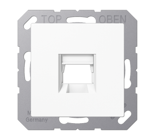 Kрышка для 1-го разъема; без видимого винта; подпружиненная шторка; термопласт; белый  A1569-15WEWW  Jung