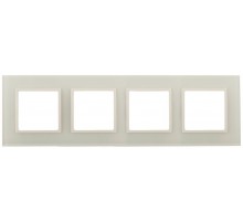 Рамка для розеток и выключателей Elegance 14-5104-02 на 4 поста, стекло, Elegance, слоновая кость+слоновая кость  Б0059173  ЭРА