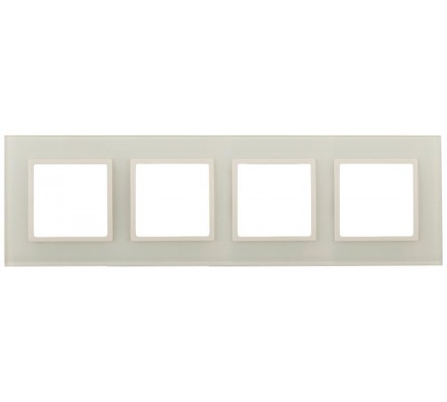Рамка для розеток и выключателей Elegance 14-5104-02 на 4 поста, стекло, Elegance, слоновая кость+слоновая кость  Б0059173  ЭРА