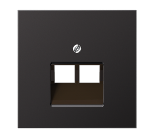 Крышка для двойных телефонных и компьютерных розеток (UAE), фиксация винтом; металл; dark; Aluminium  AL2969-2UAD  Jung