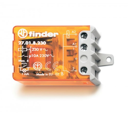 Шаговое электромеханическое реле; 2NO 10А, 4 состояния; контакты AgNi; питание 230В АC; монтаж в коробке; фланец  270582300000  Finder
