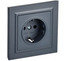 BRITE Розетка с заземлением со шторками 16А в сборе РСР14-1-0-БрМ маренго  BR-R14-16-K35-F  IEK
