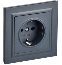 BRITE Розетка с заземлением со шторками 16А в сборе РСР14-1-0-БрМ маренго  BR-R14-16-K35-F  IEK