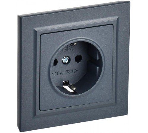 BRITE Розетка с заземлением со шторками 16А в сборе РСР14-1-0-БрМ маренго  BR-R14-16-K35-F  IEK