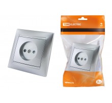 Розетка 2П 10А 250В с защ. шт. серебр. металлик "Лама"   SQ1815-0210  TDM